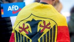 AfD, Wahlkampf, Nordrhein-Westfalen, Politik, Rechtsextremismus, Rechtspopulismus, Bundesadler, Fahne