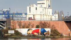Graffiti, Alan Kurdi, Aylan Kurdi, Flüchtling, Kind, Tod, Frankfurt a.M.
