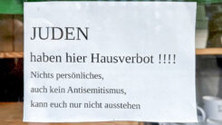 Juden, Antisemitismus, Flensburg, Laden, Aushang, Rassismus, Schaufenster