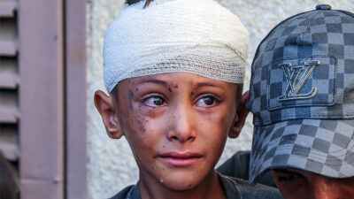 Kind, Verletzung, Verband, Krieg, Gaza, Weinen, Traurig