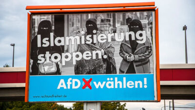 Wahlplakat, AfD, Islamisierung, Politik, Rechtsextemismus, Islamfeindlichkeit, Muslimfeindlichkeit