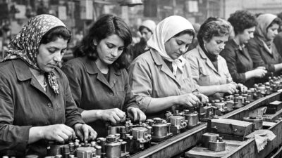 Gastarbeiterinnen, Frauen, Fließband, Kopftuch, Arbeit, Geschichte, Wirtschaftswunder