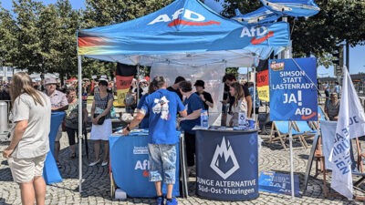 AfD, Wahlkampf, Wahlstand, Thüringen, Politik, Sonneberg, Rechtsextremismus