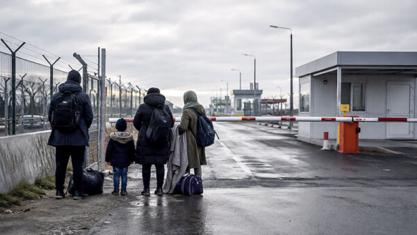 Schranke, Familie, Asyl, Flucht, Flüchtlinge, Geflüchtete, Grenze