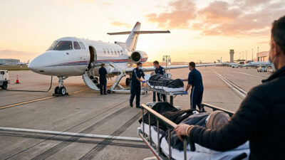 Flugzeug, Unfall, Gesundheit, Ausland, Rücktransport, Pritsche, Transport