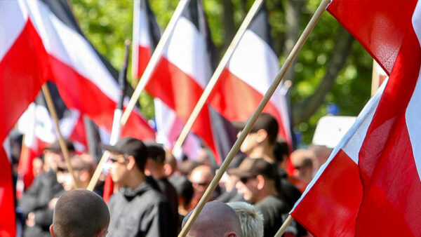 Neonazis, Demonstration, Rechtsextremismus, Rechtsextremisten, Fahne, Flagge