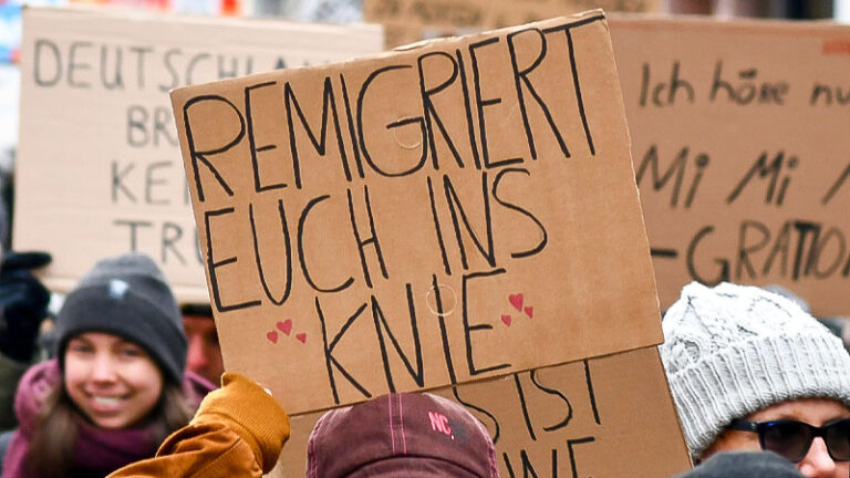 Remigration, AfD, Demo, Demonstration, Protest, Menschen, Rechtsextremismus