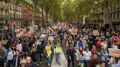 Demonstration, Demo, Protest, Menschen, Frankreich, Bildung, Schule, Allee