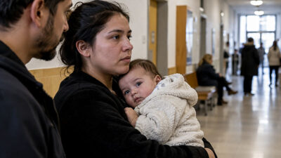 Vater, Mutter, Kind, Baby, Familie, Gericht, Behörde, Amt, Flur, Asyl, Flüchtling, Ausländer